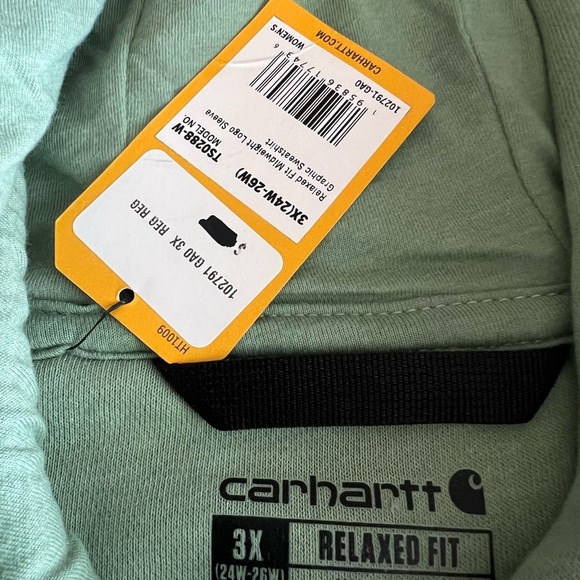 NWT Ladies 3X Carhartt Relaxed Fit Hoodie Green Workwear - Picture 3 of 5